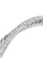 Pavé Crossover Two Row Cuff Bracelet Sterling Silver