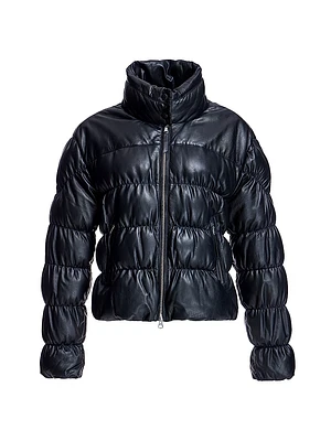 Horizontal Rouched Leather Jacket