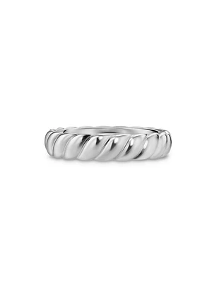 Sculpted Cable Band Ring 18K White Gold, 5MM