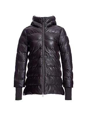 Horizontal Leather Puffer Jacket