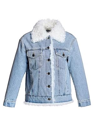 Quilted Lined Denim Jacket with Kalgan Lamb Trims