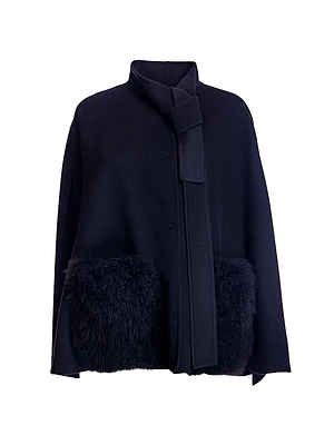 Loro Piana Cashmere Cape with Fur Pockets
