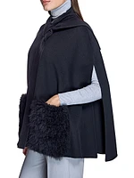 Loro Piana Cashmere Cape with Fur Pockets