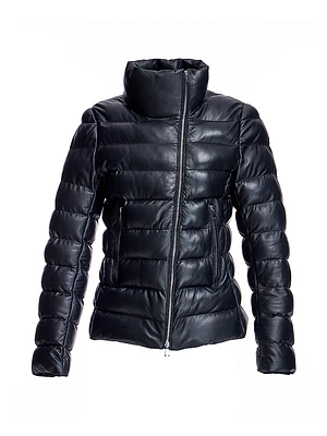 Horizontal Leather Puffer Jacket