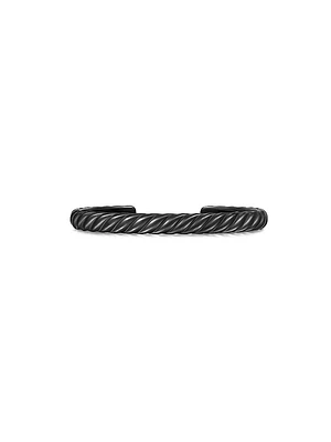 Sculpted Cable Cuff Bracelet Black Titanium, 7MM