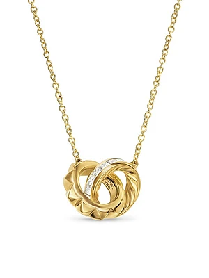 Crossover Trio Chain Necklace in 18K Yellow Gold with Diamonds, 18.5MM