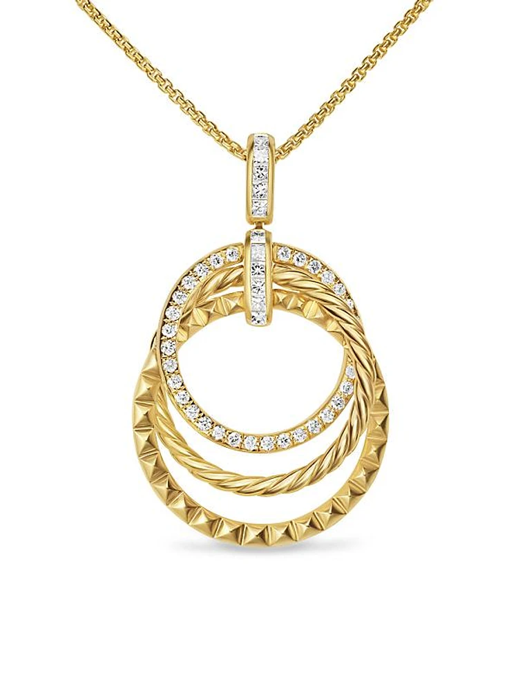 Crossover Trio Pendant Necklace in 18K Yellow Gold with Diamonds