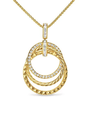 Crossover Trio Pendant Necklace in 18K Yellow Gold with Diamonds