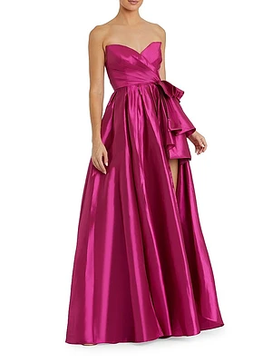 Bow-Detail Satin Taffeta Gown