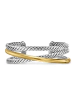 Crossover Three Row Cuff Bracelet Sterling Silver