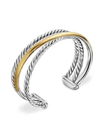 Crossover Three Row Cuff Bracelet Sterling Silver