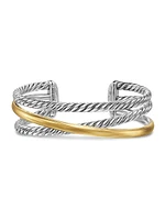 Crossover Three Row Cuff Bracelet Sterling Silver
