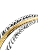 Crossover Three Row Cuff Bracelet Sterling Silver