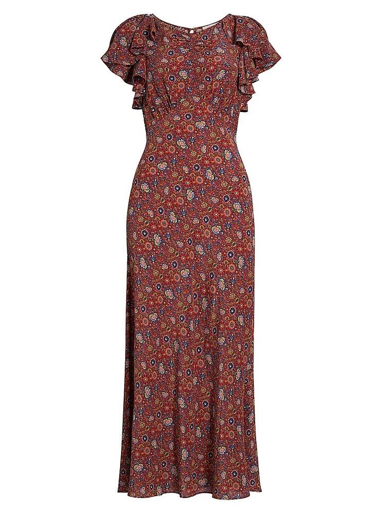 Beatriz Floral Silk Short-Sleeve Maxi Dress