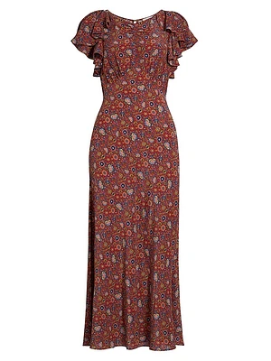 Beatriz Floral Silk Short-Sleeve Maxi Dress