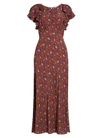 Beatriz Floral Silk Short-Sleeve Maxi Dress