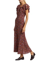 Beatriz Floral Silk Short-Sleeve Maxi Dress