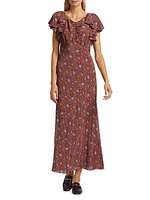 Beatriz Floral Silk Short-Sleeve Maxi Dress
