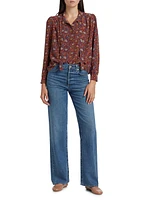 Josseline Floral Silk Tieneck Blouse
