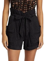 Sereni Woven Paperbag-Waist Shorts