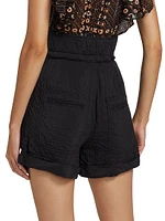 Sereni Woven Paperbag-Waist Shorts