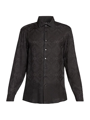 Tonal Floral Silk-Blend Shirt