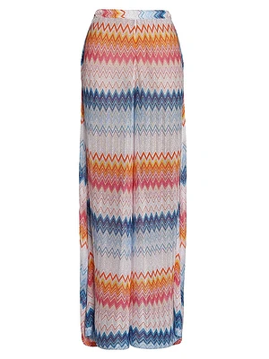 Chevron Side-Slit Wide-Leg Pants