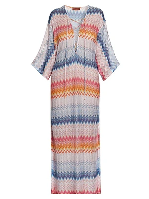 Chevron Lace-Up Long Cover-Up