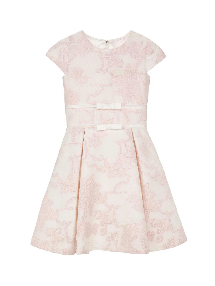 Little Girl's & Girl's Joan Bow-Accented Jacquard Dress