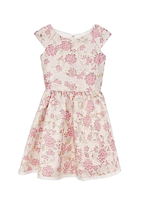 Little Girl's & Joan Brocade Cap-Sleeve Dress