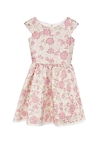 Little Girl's & Joan Brocade Cap-Sleeve Dress