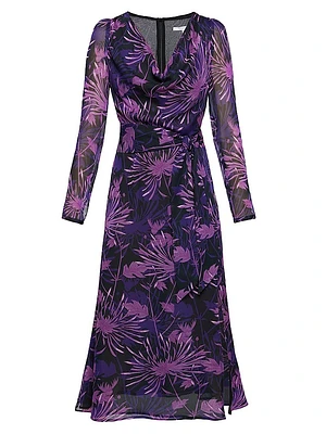 Floral Cowlneck Midi-Dress
