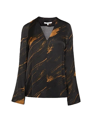 Printed V-Neck Blouse