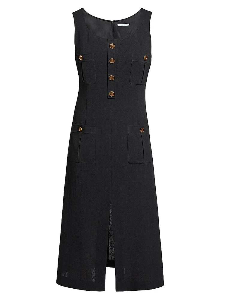 Virgin Wool A-Line Midi-Dress
