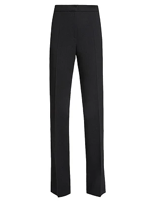Wool High-Rise Straight-Leg Pants