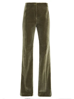 Velvet High-Waist Flared Pants