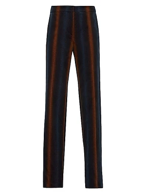Ombré Striped Velvet Straight-Leg Pants