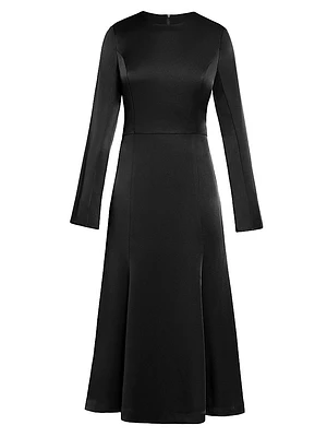 Crepe Open-Back Fit & Flare Midi-Dress