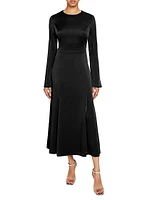 Crepe Open-Back Fit & Flare Midi-Dress