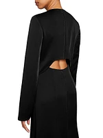 Crepe Open-Back Fit & Flare Midi-Dress