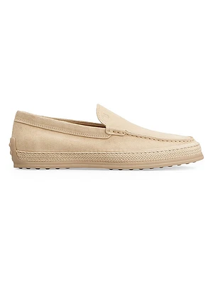 Monogrammed Suede Slip-On Loafers