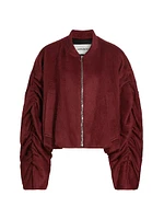 Sanguinetti Wool-Blend Ruched Bomber Jacket