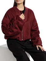 Sanguinetti Wool-Blend Ruched Bomber Jacket