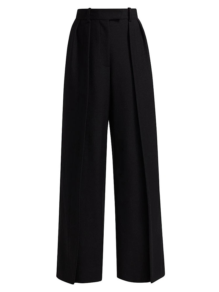 May Wool High-Rise Wide-Leg Pants