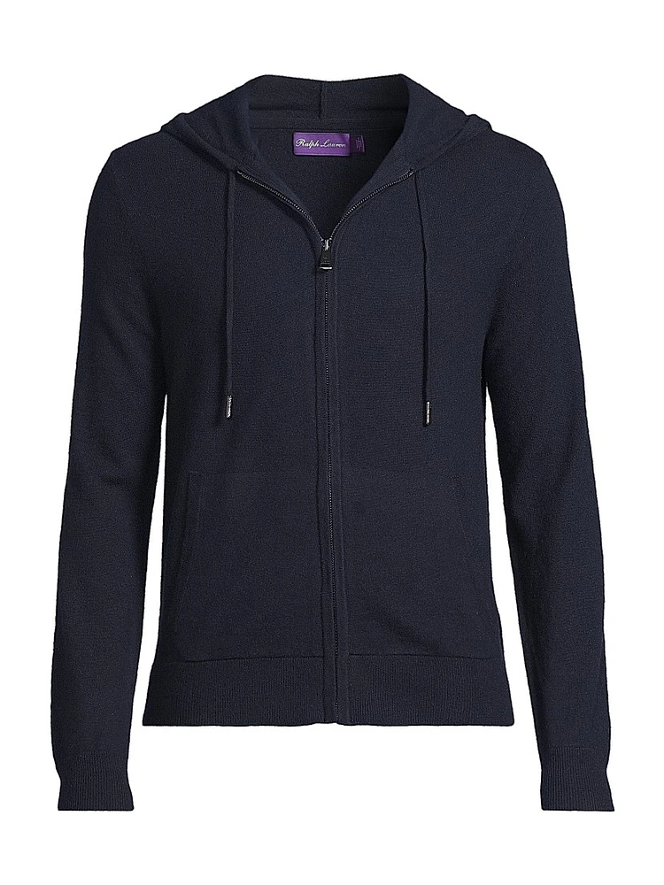 Wool-Cashmere Hooded Full-Zip Sweater
