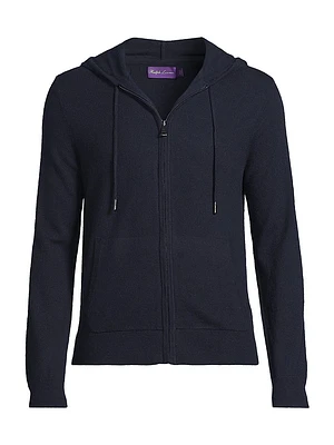 Wool-Cashmere Hooded Full-Zip Sweater