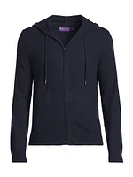Wool-Cashmere Hooded Full-Zip Sweater