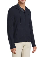 Wool-Cashmere Hooded Full-Zip Sweater