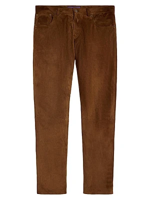 Hand-Tailored Suede Five-Pocket Pants