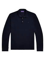 Wool Piqué Long-Sleeve Polo Shirt